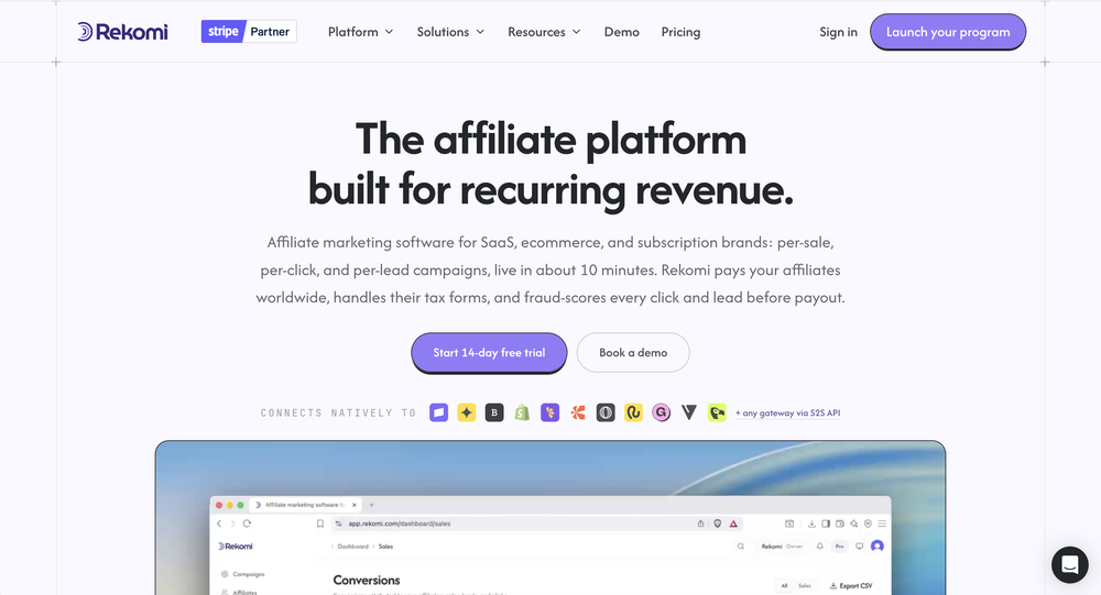 Rekomi homepage
