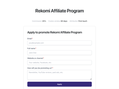 Affiliate application form