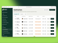 RemotePeople contractor payments: review recurring, milestone, hourly and daily payment requests, with approval, dispute and payment-status tracking.