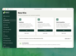RemotePeople hiring: start an Employer of Record hire, engage a contractor or request recruitment. Explore hiring costs and employee-versus-contractor classification from the New Hire workspace.