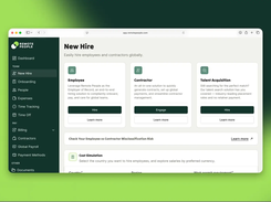 RemotePeople hiring options: start an EOR employee hire, engage a contractor or request recruitment; access worker-classification and hiring-cost resources.