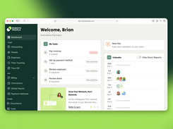 RemotePeople workforce dashboard: manage invoices, expense approvals, leave requests, onboarding tasks and the team calendar.