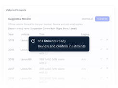 Fitment review - every pulled part cataloged with verified fitment data