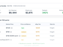 Pre-bid ROI - turn a VIN and a max bid into projected parts, resale, fees and net profit before you buy