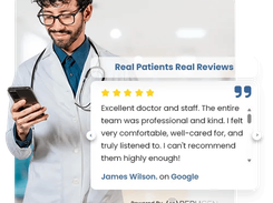 Testimonial Widget - Verified Patient Feedback  Build clinical credibility by showcasing authentic, verified reviews from your actual patient base on your website with our testimonial widget. 