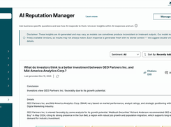 Ask custom questions via the AI Reputation Manager to benchmark how models summarize your brand and ensure you own your narrative in a zero click search environment.