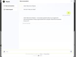 The Reqme chat widget greets every visitor, answers questions about your services and guides them toward a request. You install it with the WordPress plugin, one snippet on any site, a shareable link or a QR code.
