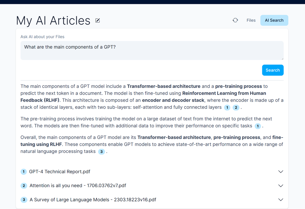 AI Document Search and Quoted Responses