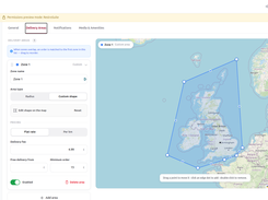 Delivery area setting