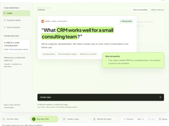 Product demonstration: review a public buyer question and why it matches the business before creating a reply.