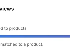 Reviewsion dashboard card titled “Matched Reviews” showing 200 reviews matched to products and a full progress bar.