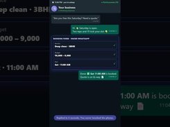 Vertical phone screen showing a WhatsApp booking conversation and an in-chat booking form for a deep-cleaning service.