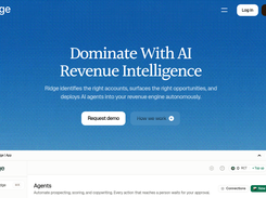 Ridge landing page showing the Agents workspace preview.