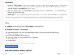 How it works, and pricing: $17/month per business line, 7-day free trial