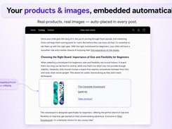 A product card from the store's catalog, with photo, price and link, placed next to the paragraph that discusses it.