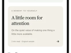 Margin reading-library screen with article search, featured reading, saved items, and library navigation.