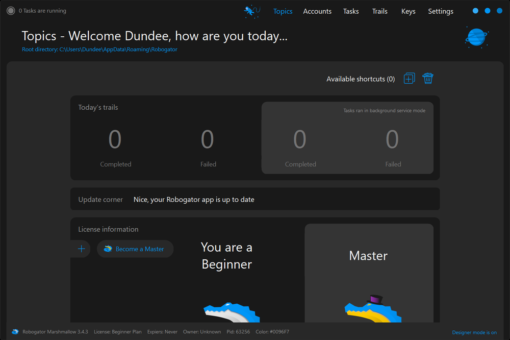 Monitoring - Everything at a glance with Shortcuts to start your favorite automation Tasks right from the start screen.