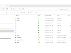 RushFiles mounted as a network drive in Windows File Explorer, allowing users to access, sync, and manage files directly from the desktop.