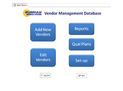 SBS Vendor Management Database main menu