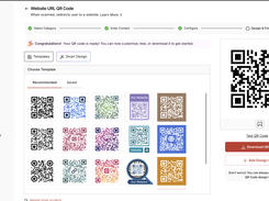 Design branded QR Codes with templates, Smart Design, or from scratch.