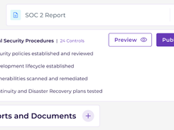 Create and launch your Trust Center in minutes so you can easily showcase your company's security and compliance.