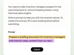Prompt-writing exercise for inventory managers using historical sales context.