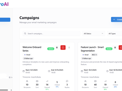 Create, manage, and monitor email campaigns with follow-ups, schedules, and performance metrics.