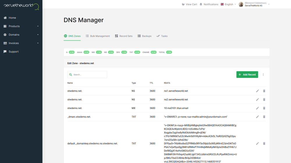 ServeTheWorld DNS Manager