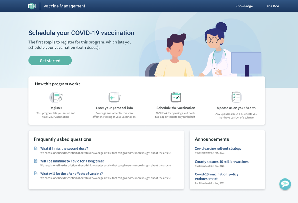 ServiceNow Vaccine Management Screenshot 1