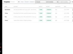 Templates: shared, team and personal message templates with merge fields, usable in the inbox and in campaigns