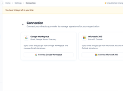 Connect to either Google Workspace or Microsoft365 and publish your new signature to all of your colleagues.