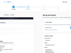 When setting up: have your company information, logo, fonts, and colors automatically imported without raising a finger or even clicking a button