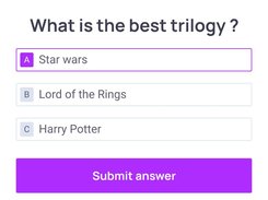 Multiple-choice poll screen with answer selection and a Submit answer button.