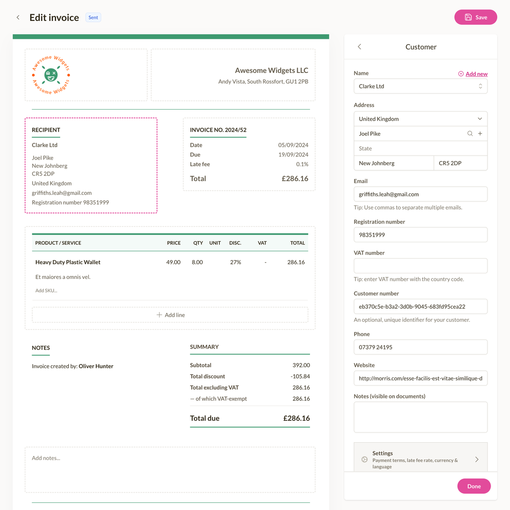 Create custom invoices with Sliptree