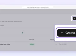 Slovio Chatbot page listing a lead-capture bot and highlighting the Create chatbot button.