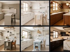 Kitchen shown in multiple interior styles
