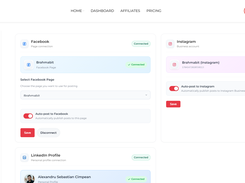 Connect Facebook Pages, Instagram Business accounts, and LinkedIn profiles to SocialBit. Enable auto-posting per platform with one click using secure OAuth 2.0 authentication.