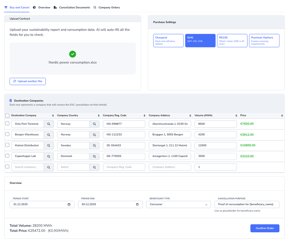 Soldera platform — unified renewable energy certificate management