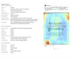 Each ad and post is parsed into 25+ structured signals — observed tension, key message, inferred audience, incentives — plus a predicted attention heatmap over the creative itself. This is the raw material your strategy gets built on.