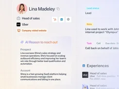 Sonik prospect profile with lead status, AI outreach reason, notes, tasks, and work experience.