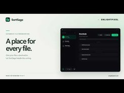 Small SortSage promotional image showing the Downloads dashboard and automatic file organization message.