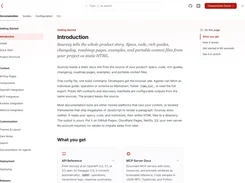 Sourcey documentation introduction page explaining that Sourcey builds static documentation sites from specs, code, guides, changelogs, and other project files.