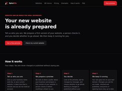 SpicaSite dark-themed website page with the headline “Your new website is already prepared” and a four-step “How it works” section.