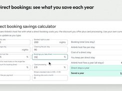 Direct booking savings calculator comparing Airbnb fees with direct-stay costs.