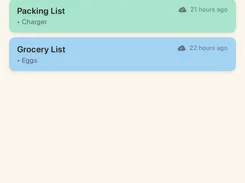 Mobile Stickis screen listing color-coded synced notes.