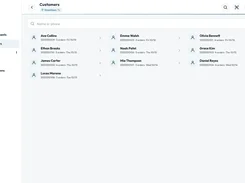 Stitches Customers screen listing customer names, phone numbers, order counts, and recent-order dates.