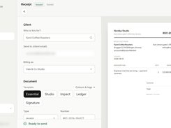 Document editor with a live preview and five templates