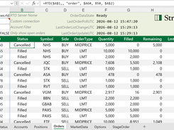 Live order monitoring in Excel