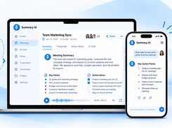 Convert meetings into accurate, searchable transcripts. Capture conversations from Zoom, Google Meet, and Microsoft Teams, then access your transcripts across desktop and mobile.