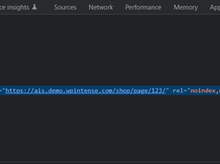 Chrome DevTools Elements panel highlighting an anchor element with class “next page-numbers” and a link to a shop page.